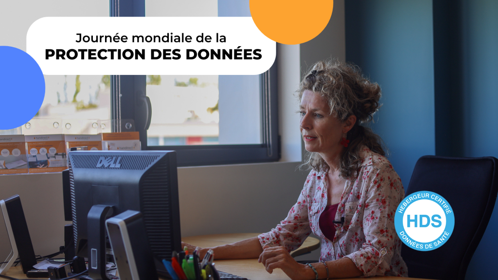 journée mondiale de la protection des données - ici C'est Isabelle responsable de l'agence de Dijon qui Illustre cette article. Nous la voyons au travail à son bureau